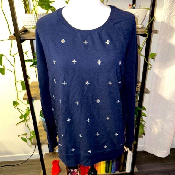 Beautiful navy and jeweled sweater, super soft XL - Picture 1 of 7